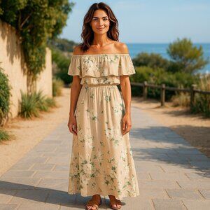 Show Me Your Mumu NEW Hacienda Maxi Dress XSmall Off Shoulder Ruffle Floral